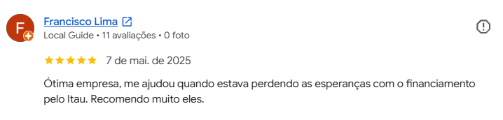 Avaliação 5 estrelas de Francisco no Google sobre a CSM